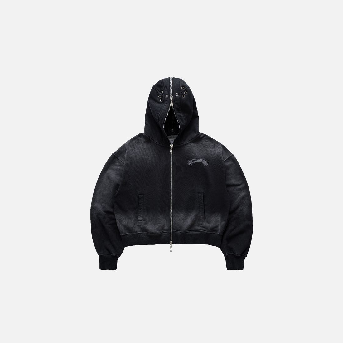Blindside Boxy Hoodie Zip von Bad Habits, Washed Black, Bild 3