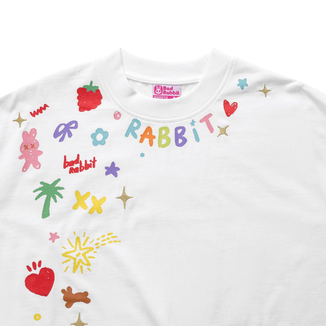 Summer Sticker Rabbit Boxy Tee von Bad Rabbit, White, Bild 2