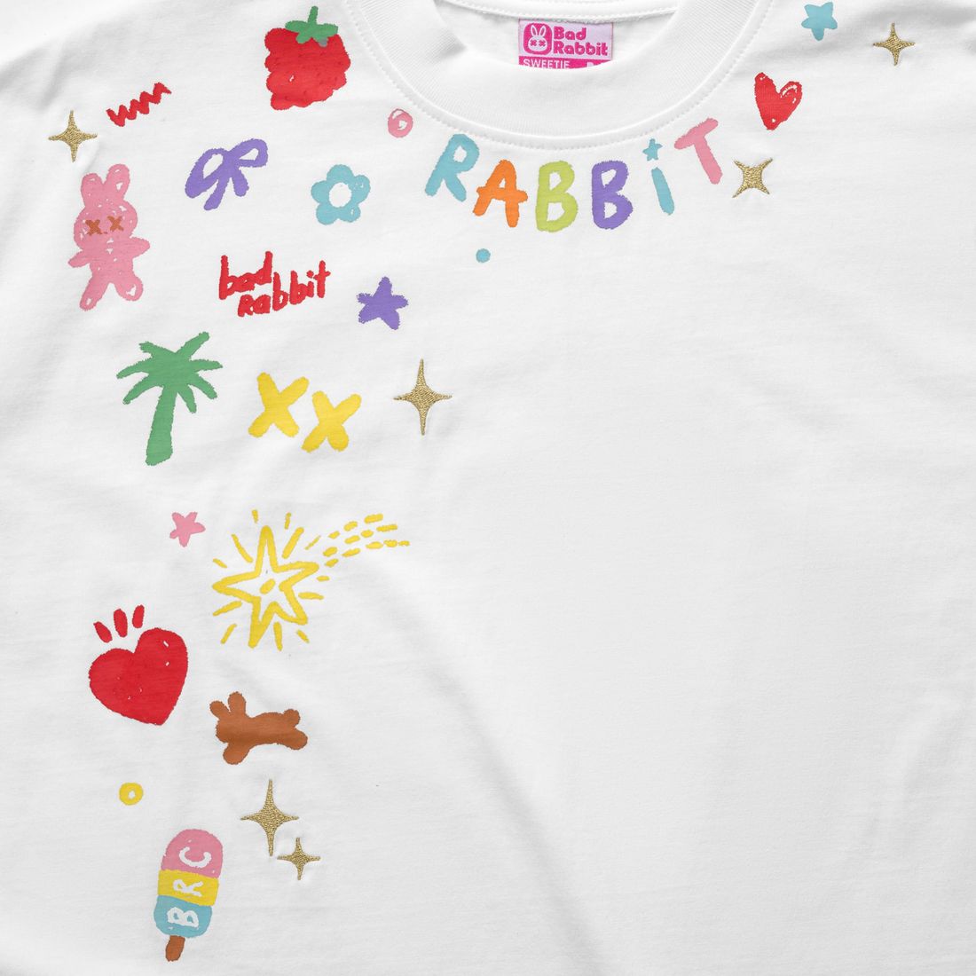 Summer Sticker Rabbit Boxy Tee von Bad Rabbit, White, Bild 4