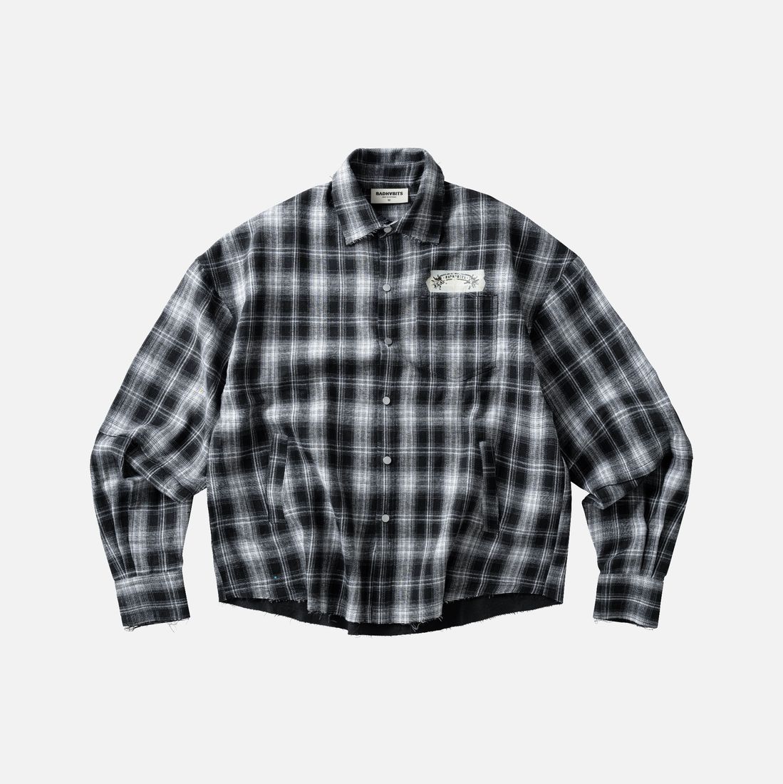 Trick Flannel Regular Shirt von Bad Habits, Black And White Plaid, Bild 1