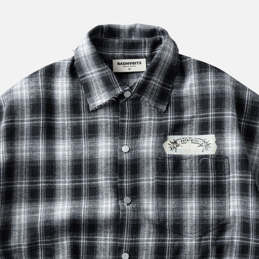 Trick Flannel Regular Shirt von Bad Habits, Black And White Plaid, Bild 2